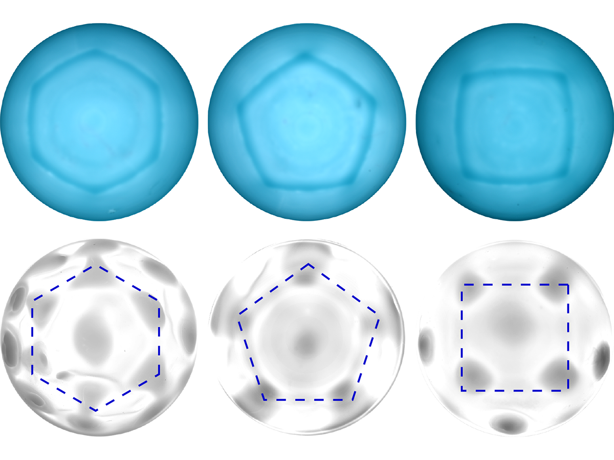 A silicone hemispherical shell with vibration-induced surface bumps