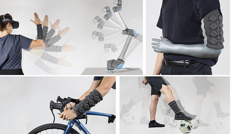 Potential applications of programmable knitted wearables: a haptic glove, arm and leg sleeves, and sportswear